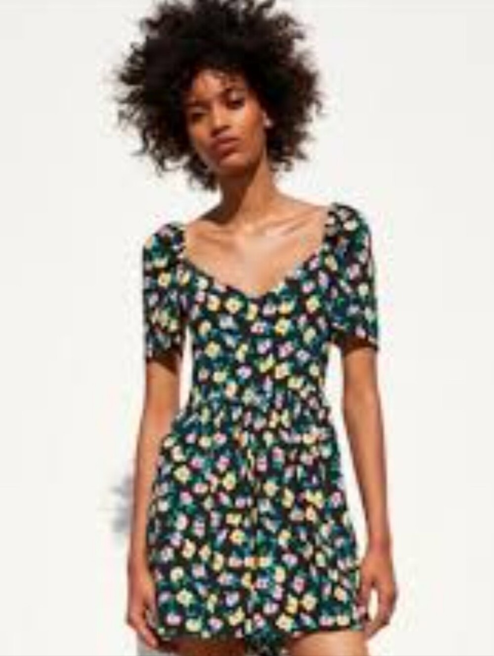 Zara Floral Romper - Black Multi